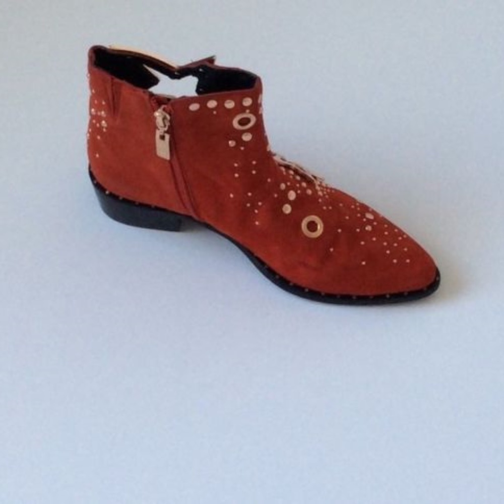 Ivy Kirzhner Stardust Red Suede Ankle Boots - Picture 6 of 8